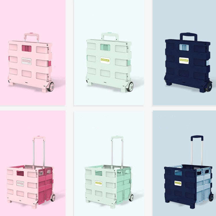 Portable Plastic Folding Shopping Cart Grocery Shopping Small Trolley Cart, Style: Two Wheels Gre...