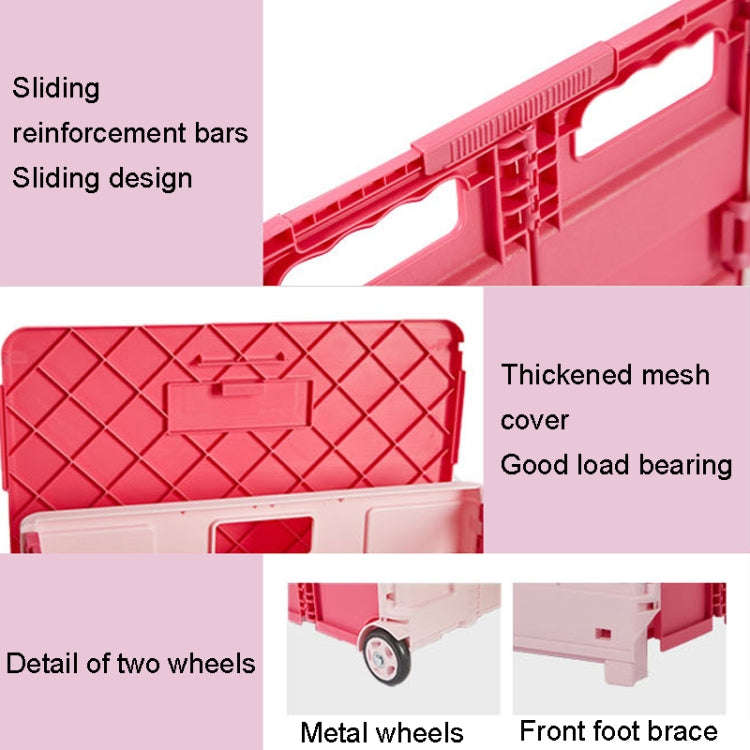 Portable Plastic Folding Shopping Cart Grocery Shopping Small Trolley Cart, Style: Two Wheels Ros...