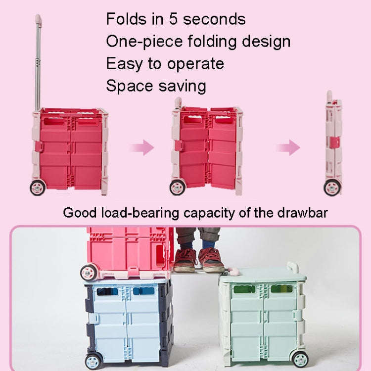 Portable Plastic Folding Shopping Cart Grocery Shopping Small Trolley Cart, Style: Two Wheels Gre...
