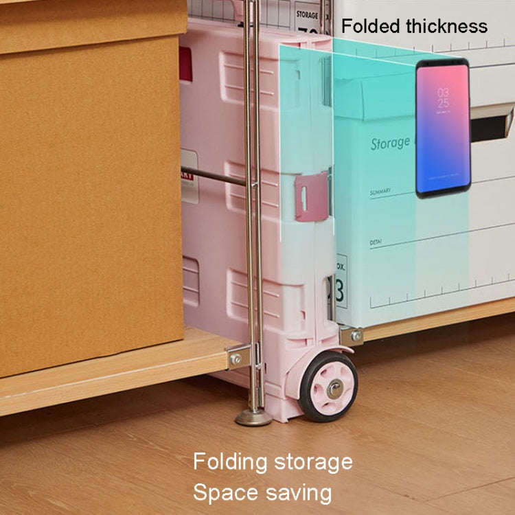 Portable Plastic Folding Shopping Cart Grocery Shopping Small Trolley Cart, Style: Two Wheels Ros...