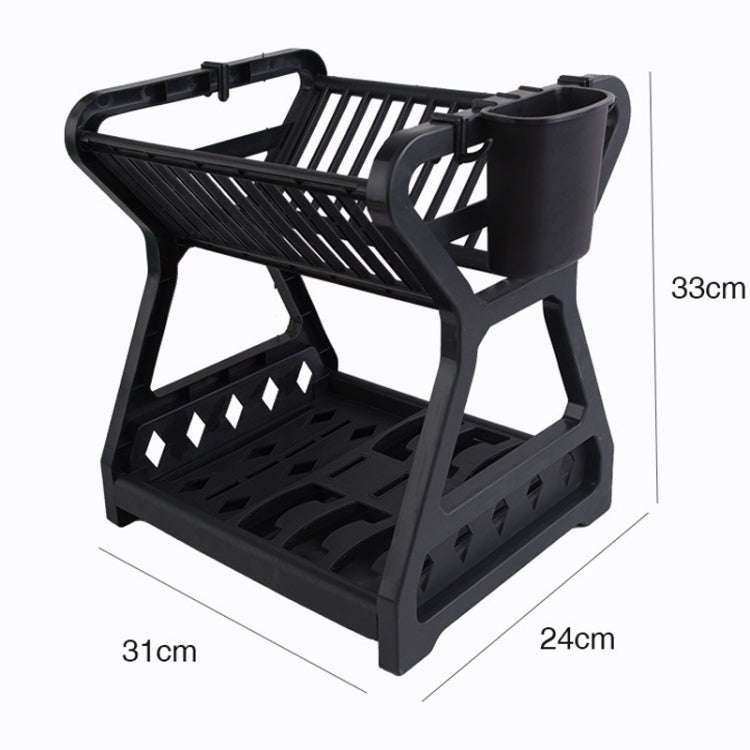 Kitchen Multi-Level Shelf Dishes Storage Draining Rack(B Model Blue)