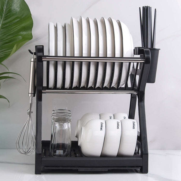 Kitchen Multi-Level Shelf Dishes Storage Draining Rack(B Model Blue)