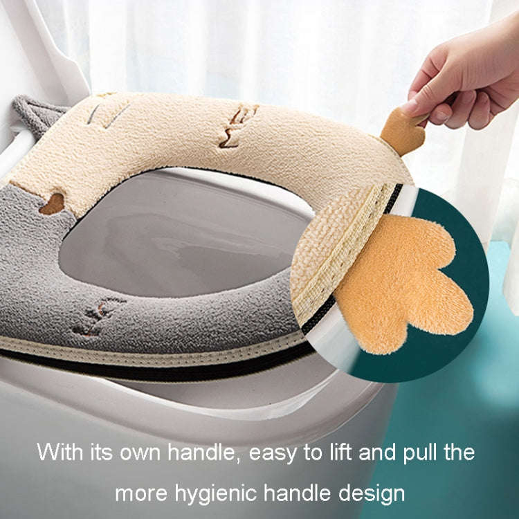 Universal Warm Toilet Seat Home Suede Toilet Cover(Gray+White)