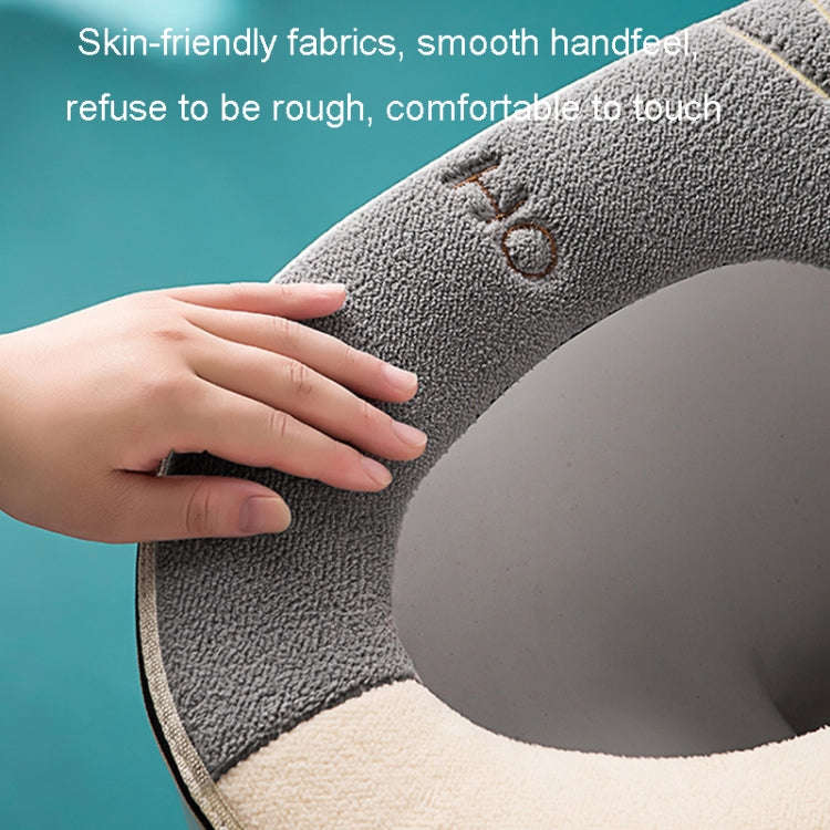 Universal Warm Toilet Seat Home Suede Toilet Cover(Gray+White)