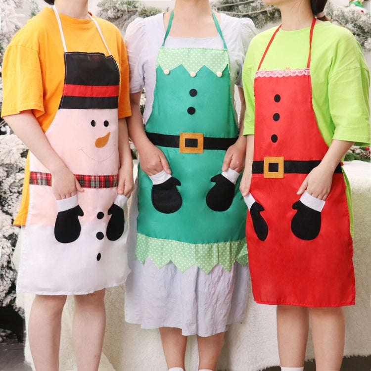 Christmas Cartoon Sleeveless Home Kitchen Apron Dust-proof and Anti-fouling Coveralls(Elderly)