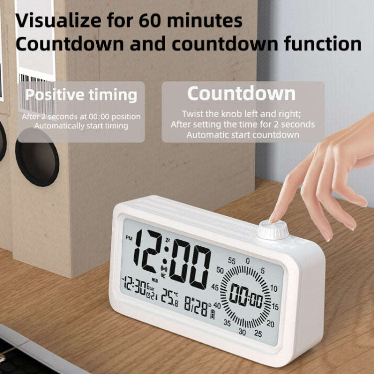 Visual Timer Alarm Clock Dual Display LCD Time Reminder(Pink)