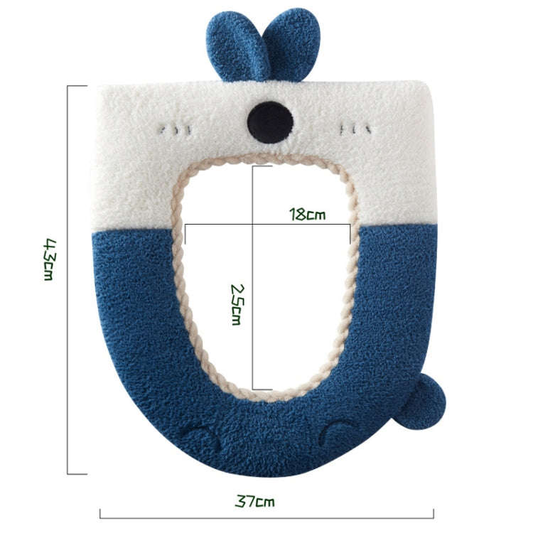 Washable Cartoon Rabbit Universal Toilet Seat Thickened Knitted Toilet Seat Cushion(Pink)