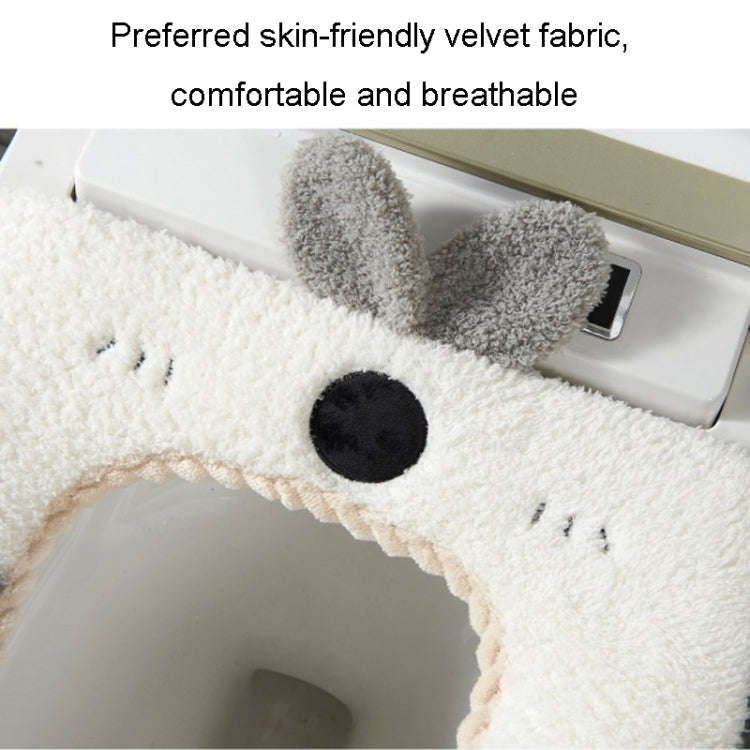 Washable Cartoon Rabbit Universal Toilet Seat Thickened Knitted Toilet Seat Cushion(Blue)