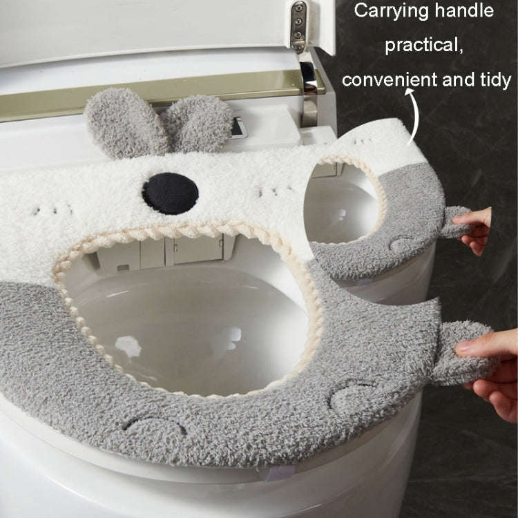 Washable Cartoon Rabbit Universal Toilet Seat Thickened Knitted Toilet Seat Cushion(Blue)