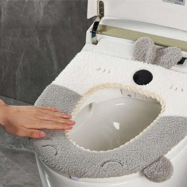 Washable Cartoon Rabbit Universal Toilet Seat Thickened Knitted Toilet Seat Cushion(Blue)