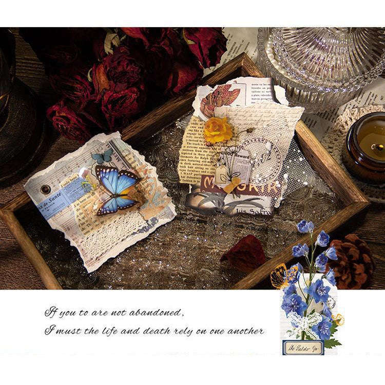 15pcs /Pack PET Butterfly Flower Series Retro DIY Hot Stamping Handbook Stickers, Style: Romantic...