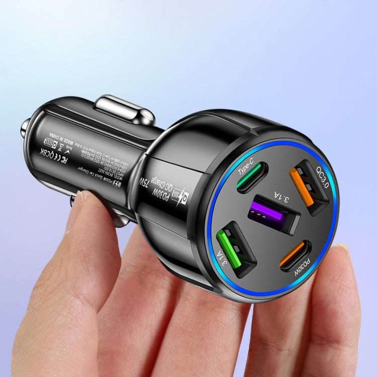 3USB+2PD 75W Dual Line Car Mobile Phone Fast Charging Charger(Black)