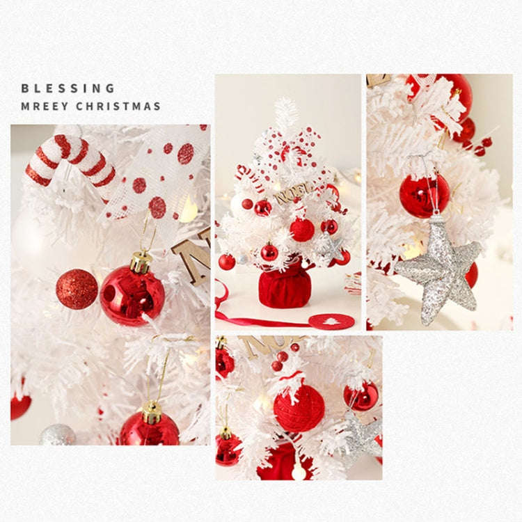 50cm LED Rotating Music Box Desktop Mini Christmas Tree Ornaments Christmas Decorations(Red White)