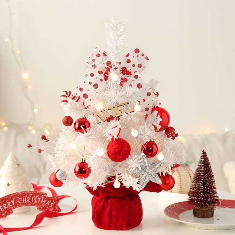 50cm LED Rotating Music Box Desktop Mini Christmas Tree Ornaments Christmas Decorations(Red White)
