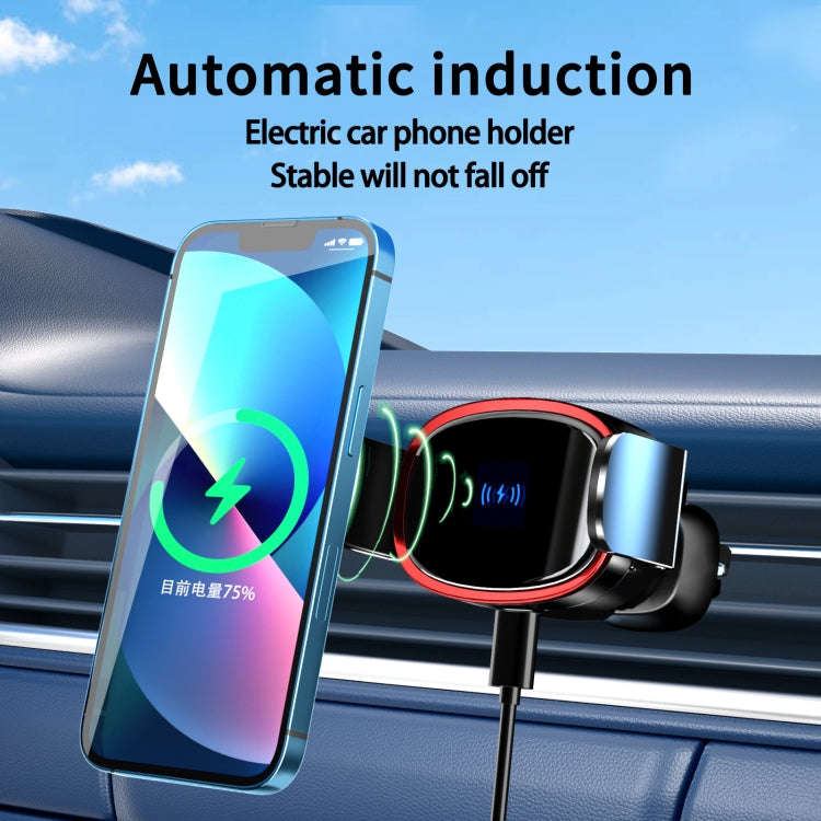 15W Car Wireless Charging Bracket Auto Induction Electric Navigation Bracket(Red)