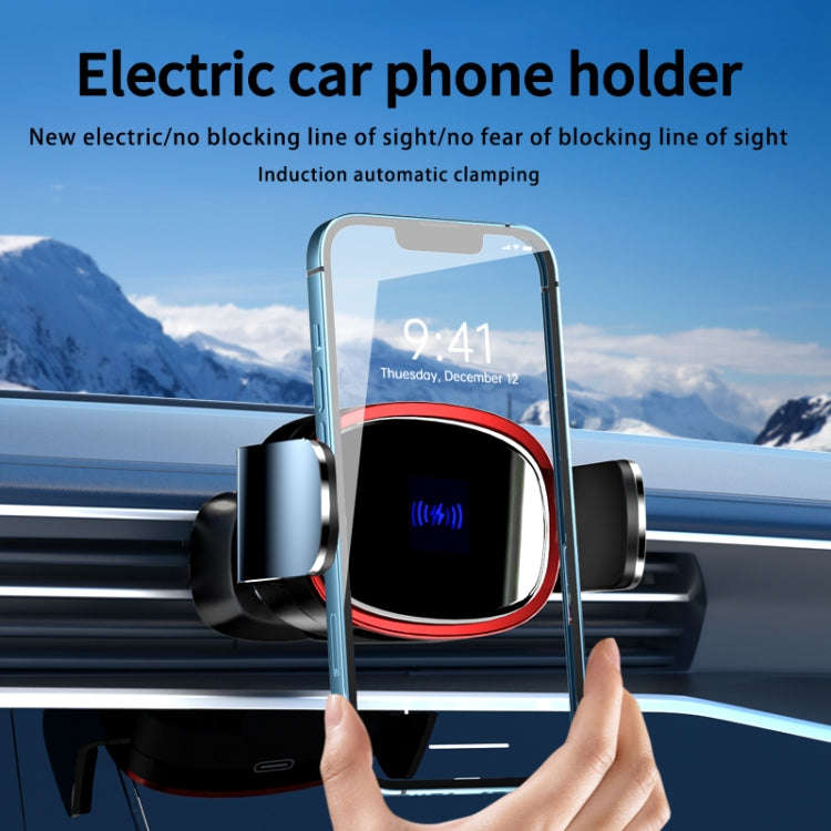 15W Car Wireless Charging Bracket Auto Induction Electric Navigation Bracket(Red)