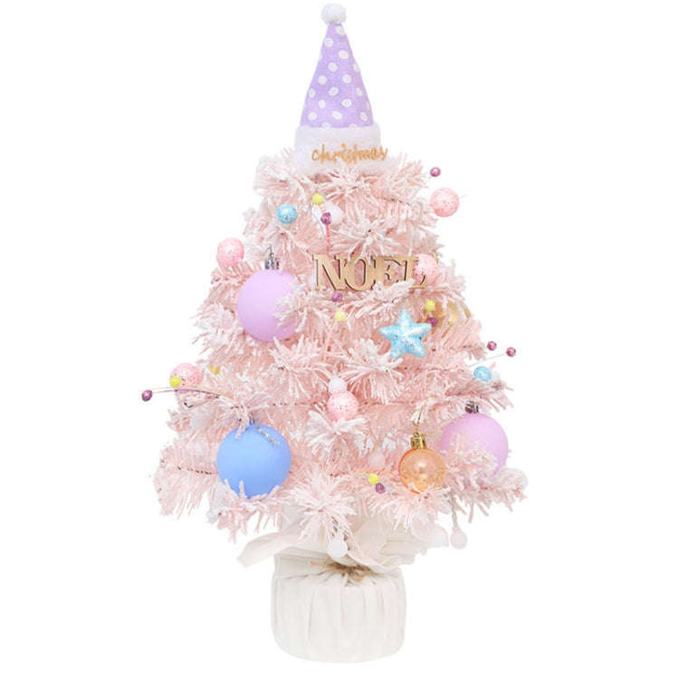 50cm LED Rotating Music Box Desktop Mini Christmas Tree Christmas Decorative Ornaments(Macaroon)