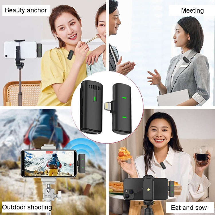 One To Two Outdoor Recording Lavalier Microphone Noise Canceling Wireless Mics, Interface: 8 Pin