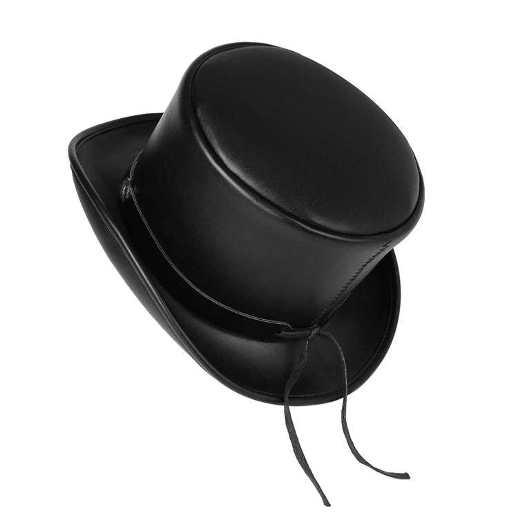 Retro Style PU Leather Round Top Magic Hat Gentleman Party Bow Hat, Size: One Size(Brown)