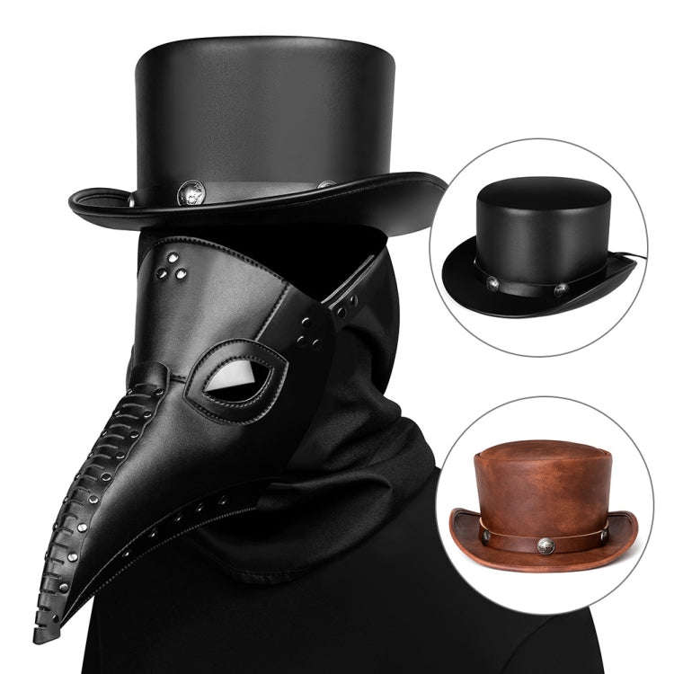 Retro Style PU Leather Round Top Magic Hat Gentleman Party Bow Hat, Size: One Size(Brown)
