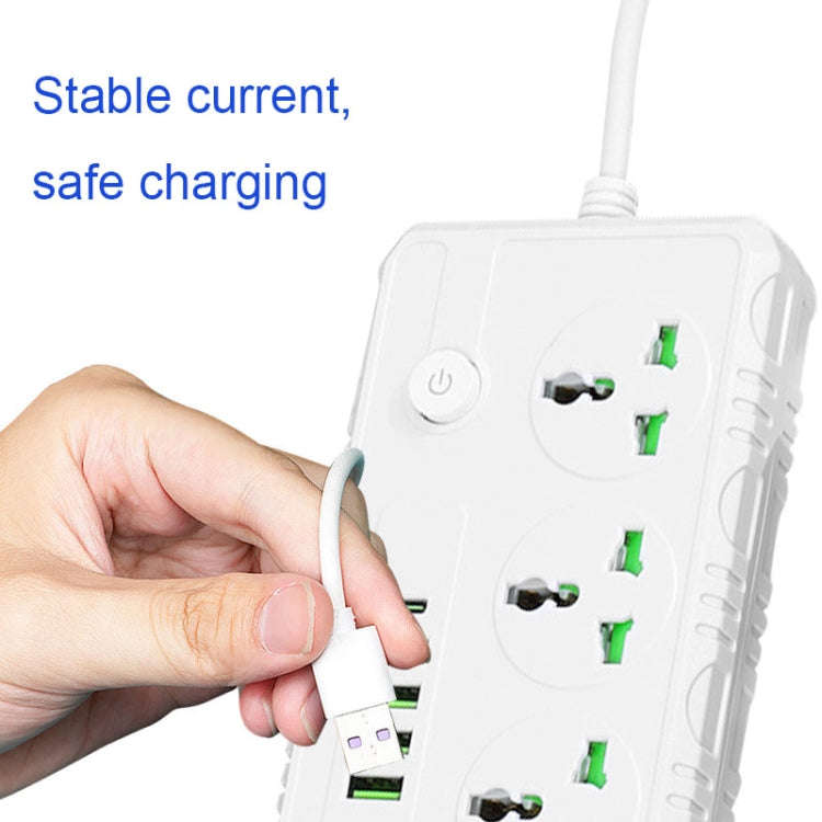 B09 2m 3000W 3 Plugs + PD + 4-USB Ports Multifunctional Flame-Retardant Socket With Switch(UK Plug)