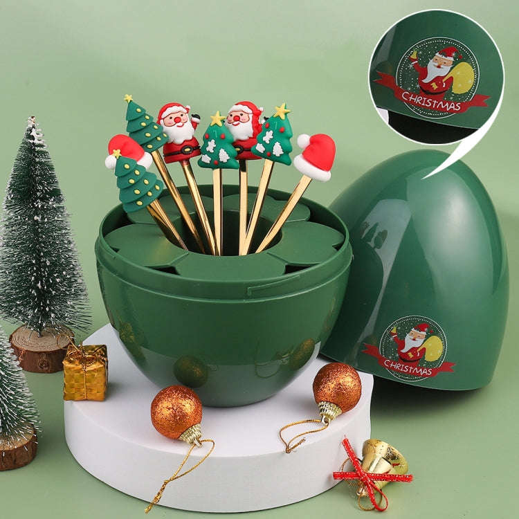 2pcs /Pack Christmas Dessert Fork And Spoon Set Portable Cute Cartoon Tableware, Style: Santa Cla...