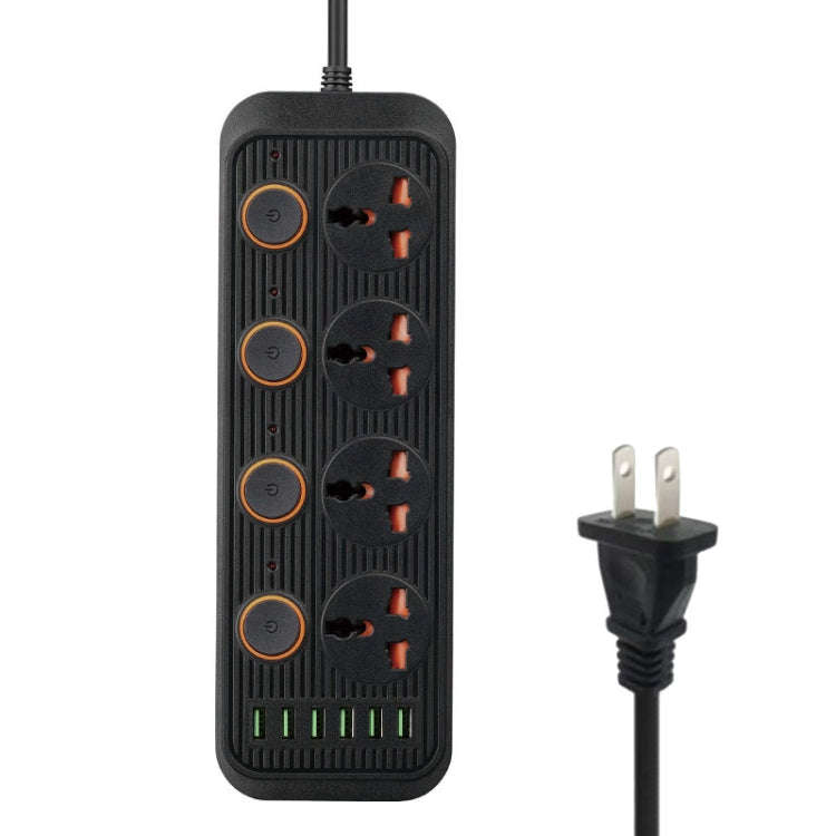 A05 2m 3000W 4 Plugs + 6-USB Ports Multifunctional Flame-Retardant Socket With Switch(US Plug)