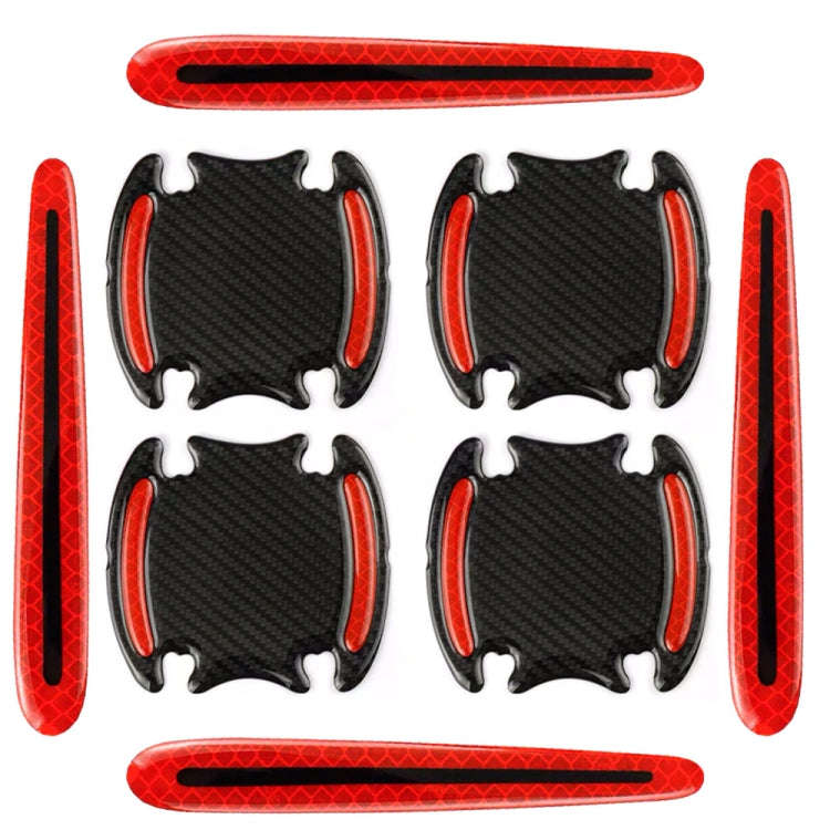 8pcs/set Car Door Handle Rearview Mirror Safety Warning Protective Reflective Sticker, Color: Red