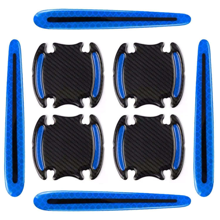 8pcs/set Car Door Handle Rearview Mirror Safety Warning Protective Reflective Sticker, Color: Blue