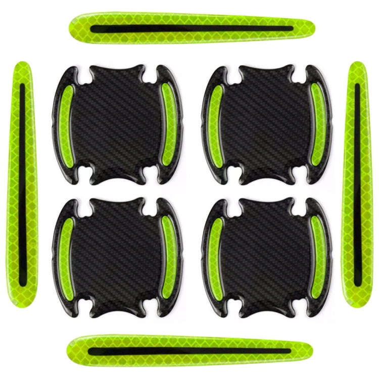 8pcs/set Car Door Handle Rearview Mirror Safety Warning Protective Reflective Sticker, Color: Flu...