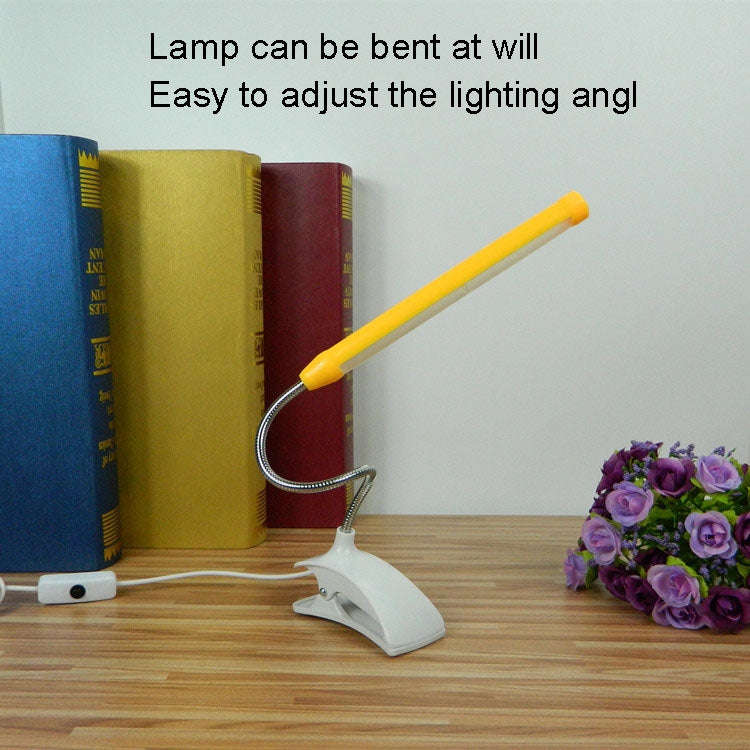 XL-013 USB Clip Learning Eye-care Desk Lamp LED Plastic Base Long Tube Bedside Lamp(Yellow)