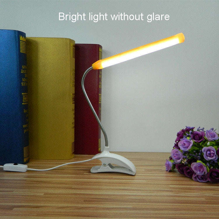 XL-013 USB Clip Learning Eye-care Desk Lamp LED Plastic Base Long Tube Bedside Lamp(Yellow)