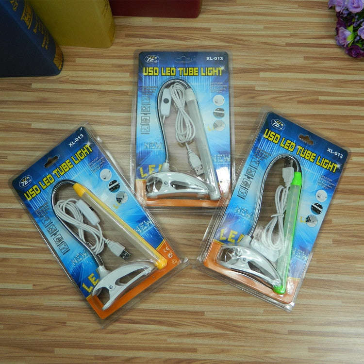 XL-013 USB Clip Learning Eye-care Desk Lamp LED Plastic Base Long Tube Bedside Lamp(Yellow)