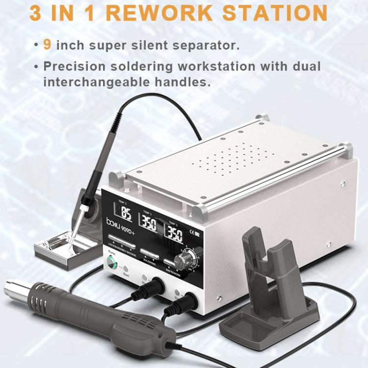 Baku BA-909D+ 750W 3 in 1 Hot Air Soldering Station Screen Remover for Mobile Phone US Plug 110V