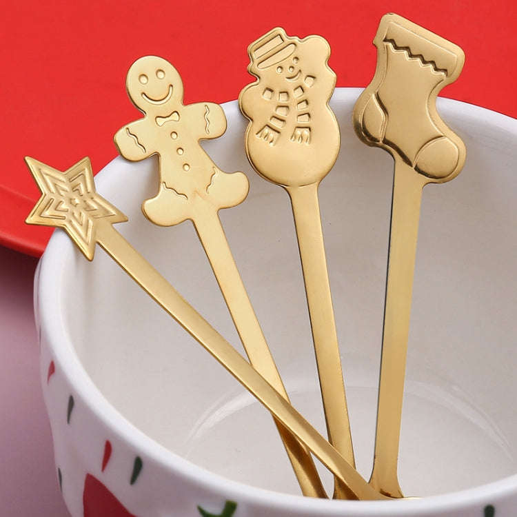 4pcs /Pack Christmas Stainless Steel Spoon Tableware Gift Set, Color: Silver Christmas Box