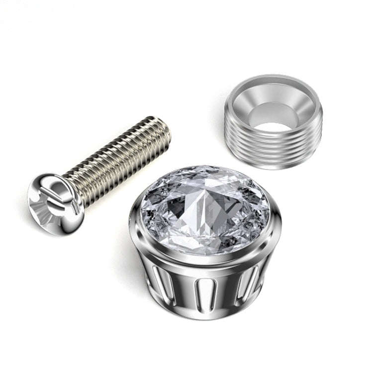 Licence Plate Frame Rhinestone Anti-theft Fixing Nut Cover(White Diamond)