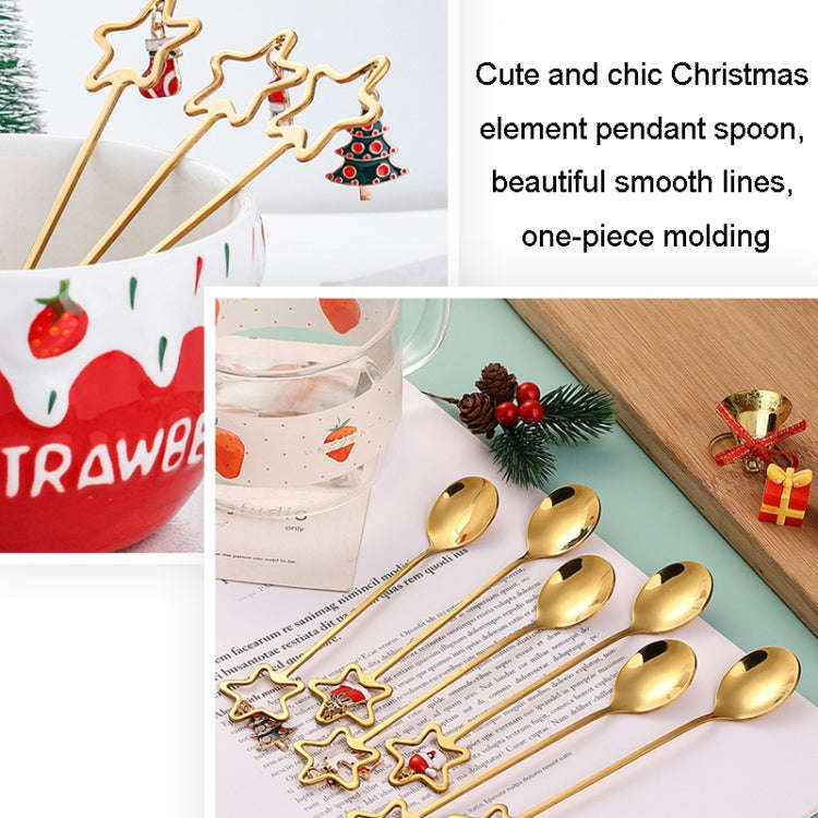 4pcs /Pack Christmas Stainless Steel Spoon And Fork Star Pendant Cutlery Gift Set, Specification:...
