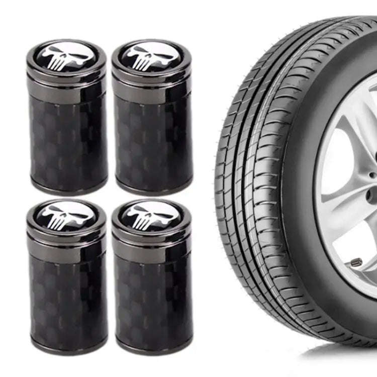 4pcs/Set Real Carbon Fibre Skeleton Tyre Valve Caps(Black)