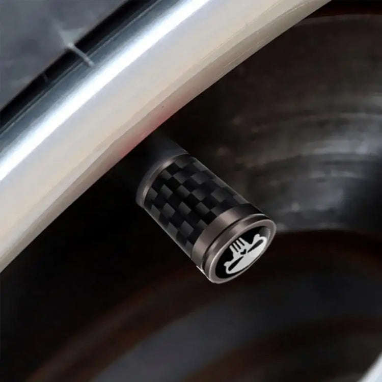 4pcs/Set Real Carbon Fibre Skeleton Tyre Valve Caps(Black)
