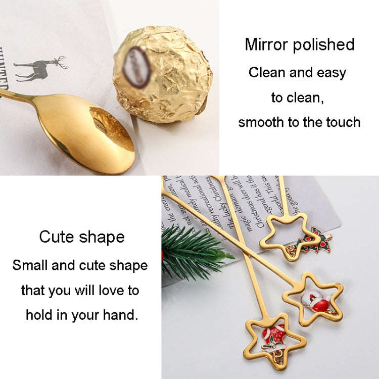 6pcs /Pack Christmas Stainless Steel Spoon And Fork Cutlery Gift Set, Style: 304 Pentagram+Green Box