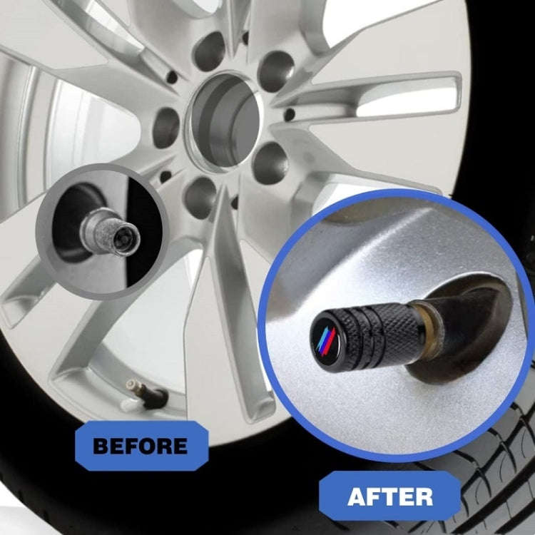 Aluminium Alloy Checkered Tricolour Car Wheel Decorative Valve Cap(Black)