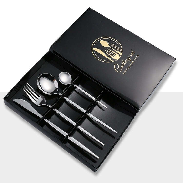 4pcs /Pack Stainless Steel Glossy Mirror Flatware Gift Set, Style: With Tea Spoon (Silver)