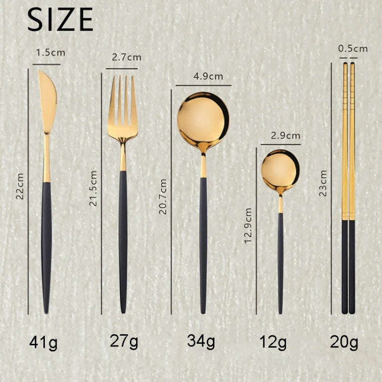 4pcs /Pack Stainless Steel Glossy Mirror Flatware Gift Set, Style: With Tea Spoon (Black Golden)