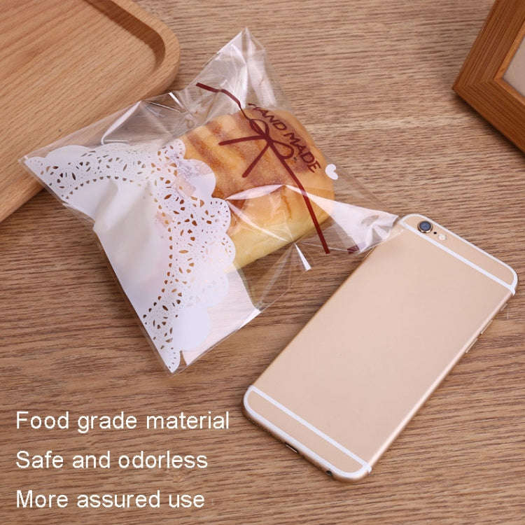 100pcs /Pack 7x7cm White Lace Bow Biscuit Self-Adhesive Bags Baking Packaging