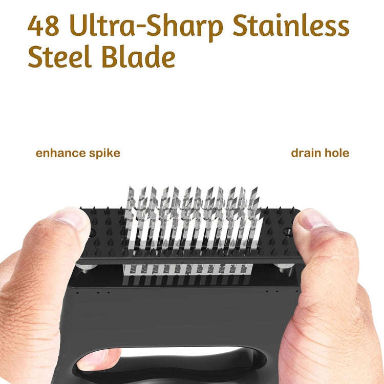 48-pin Meat Loosener with Handle Stainless Steel Meat Tenderizer Steak Needle Kitchen Tools(Black)