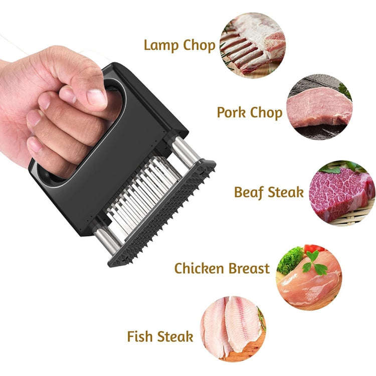 48-pin Meat Loosener with Handle Stainless Steel Meat Tenderizer Steak Needle Kitchen Tools(Black)