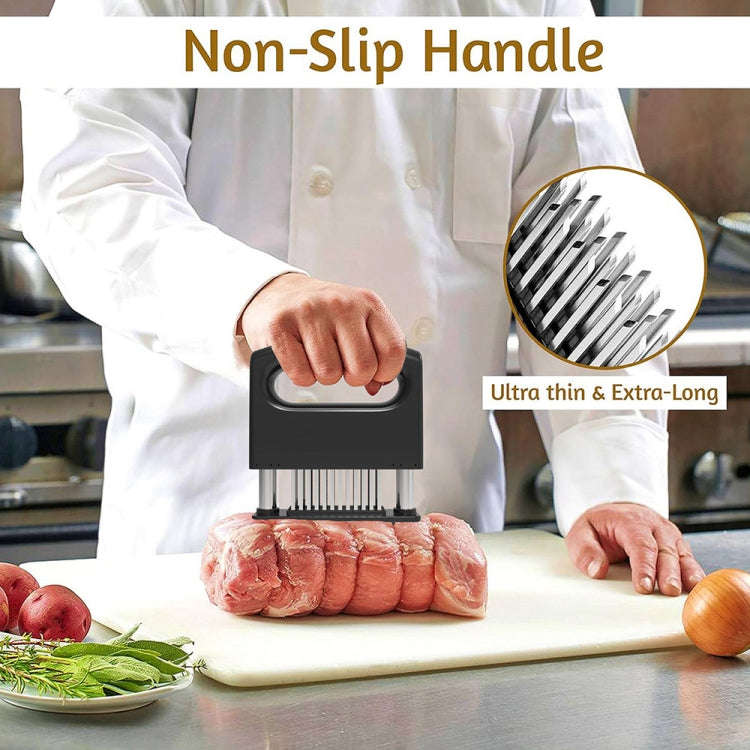 48-pin Meat Loosener with Handle Stainless Steel Meat Tenderizer Steak Needle Kitchen Tools(Black)