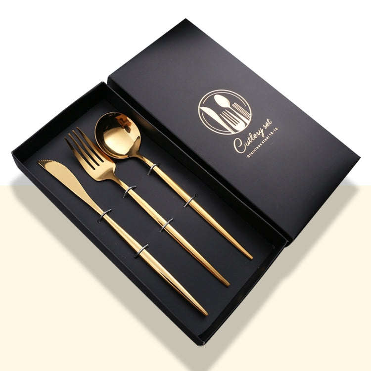 3pcs /Pack Stainless Steel Glossy Mirror Flatware Gift Set, Style: With Knife (Titanium)
