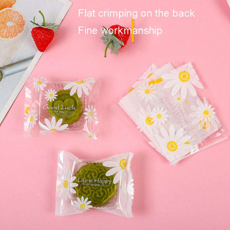 100pcs /Pack 9x11.5cm Daisy Pattern Cookie Packaging Bags Snack Machine Sealable Bags