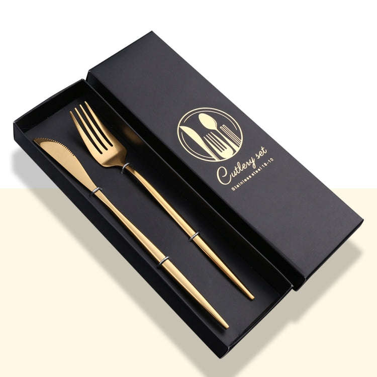 2pcs /Pack Stainless Steel Glossy Mirror Flatware Gift Set, Style: Knife Fork (Titanium)